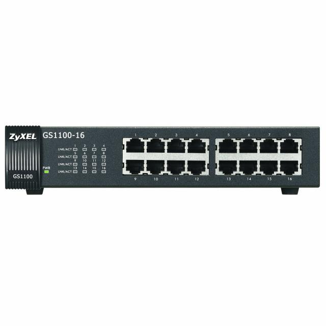 Суич ZYXEL GS1100-16, 16 портов, Gigabit, за монтиране в шкаф 