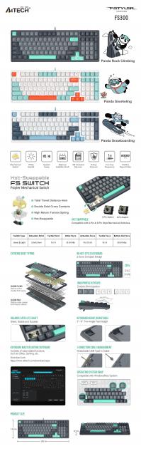 A4tech Fstyler FGS300 Panda Rock Mechanical TKL Cyrillic 