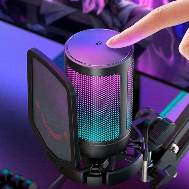 Microphone with Boom Arm FIFINE A6T RGB - Black 