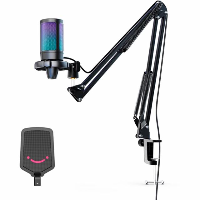 Microphone with Boom Arm FIFINE A6T RGB - Black 