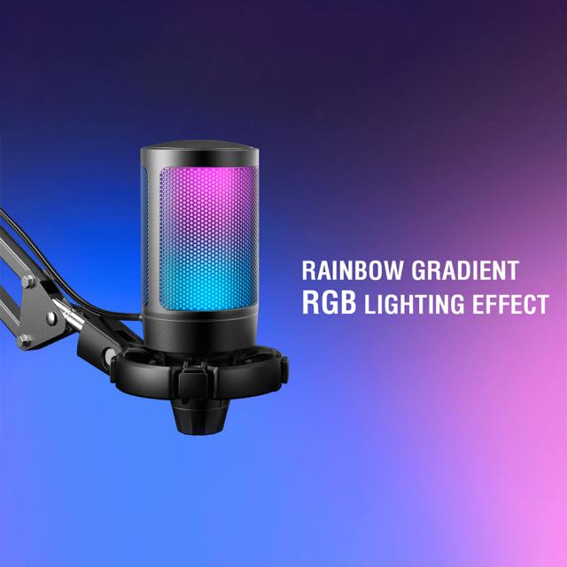 Microphone with Boom Arm FIFINE A6T RGB - Black 