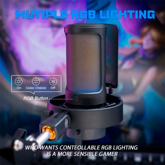Microphone with Adjustable Arm Stand FIFINE A8T RGB - Black 
