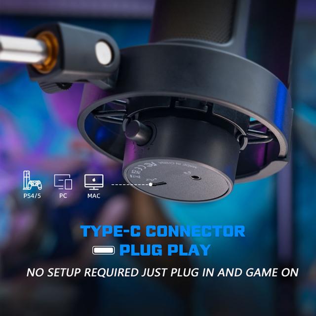 Microphone with Adjustable Arm Stand FIFINE A8T RGB - Black 