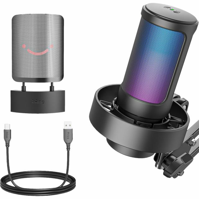 Microphone with Adjustable Arm Stand FIFINE A8T RGB - Black 
