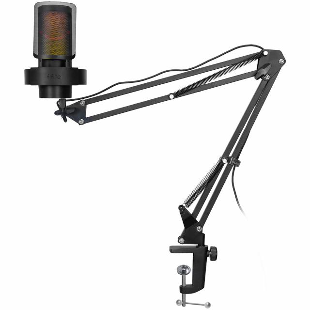 Microphone with Adjustable Arm Stand FIFINE A8T RGB - Black 
