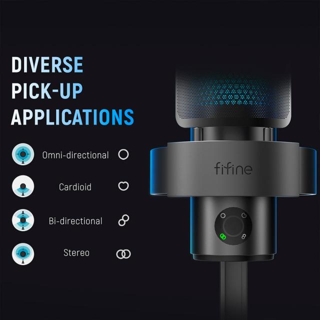 Desktop Microphone FIFINE A9 RGB 4 Polar Patterns- Black 