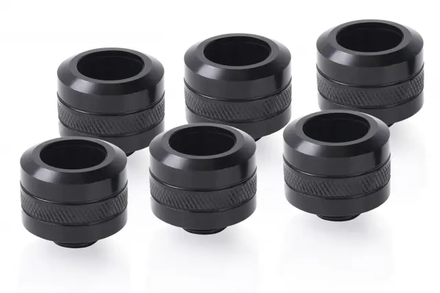 Компресионен фитинг Alphacool Eiszapfen PRO 16mm HardTube Fitting G1/4 - Deep Black (6 бр) 