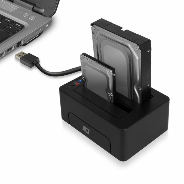 ACT 2.5" and 3.5" SATA dual HDD/SSD docking station, USB 3.2 Gen1 