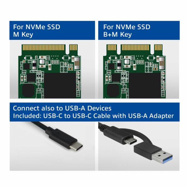 ACT USB-C M.2 NVMe / PCIe SSD Enclosure, tool-free 