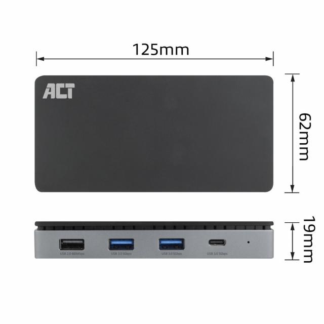 ACT Docking station USB-C 4K MST, Ethernet, USB-C, 3x USB-A, PD 
