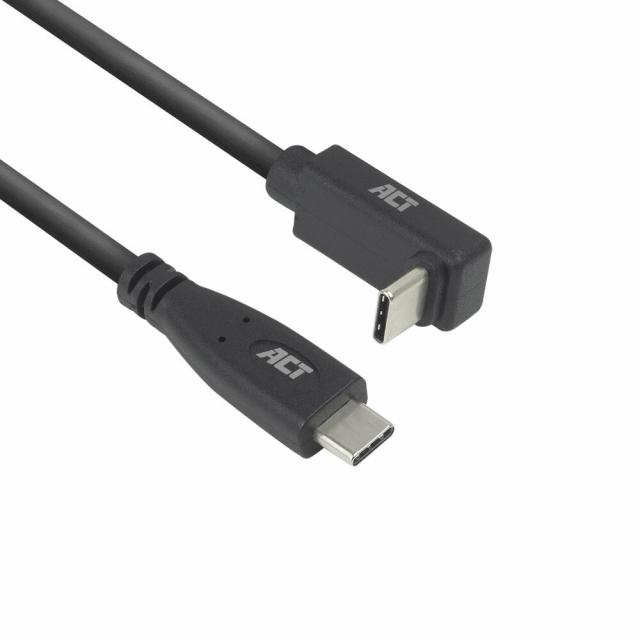 ACT Cable USB-C - USB-C, 10Gbps, 60W, 0.5 m, connectors - 1x прав и 1x на 90° up/down angled 