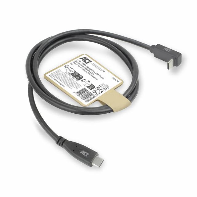 ACT Cable USB-C - USB-C, 10Gbps, 60W, 0.5 m, connectors - 1x прав и 1x на 90° up/down angled 