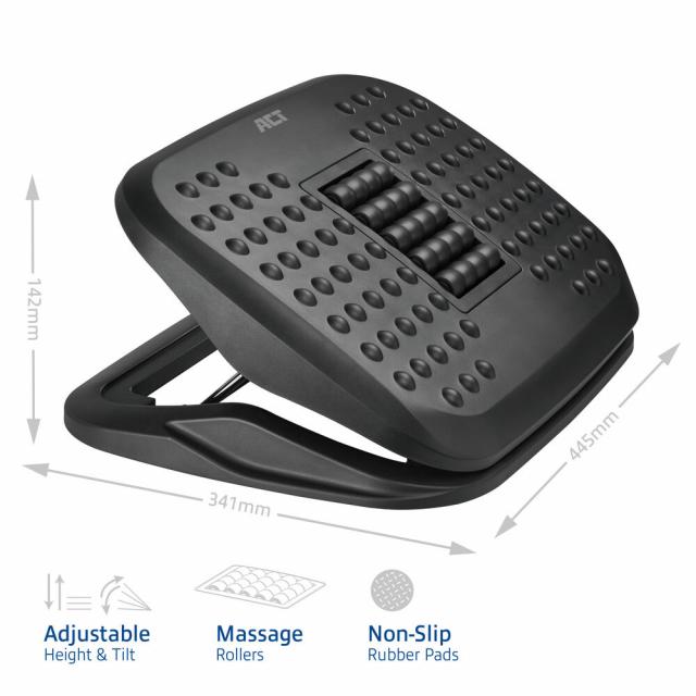 ACT Ergonomic Height Adjustable Footrest with Massage Rollers 