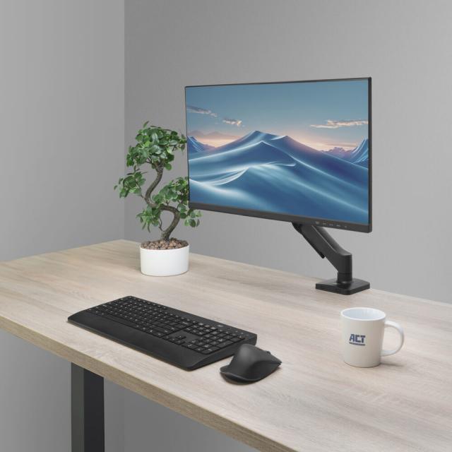 Monitor arm 34", gas spring, 1 monitor, ACT Essentials 