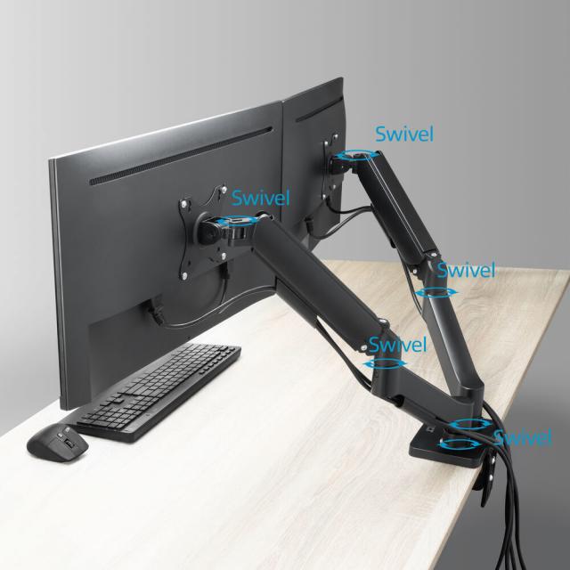 Monitor arm 34", gas spring, 2 monitors, ACT Essentials 