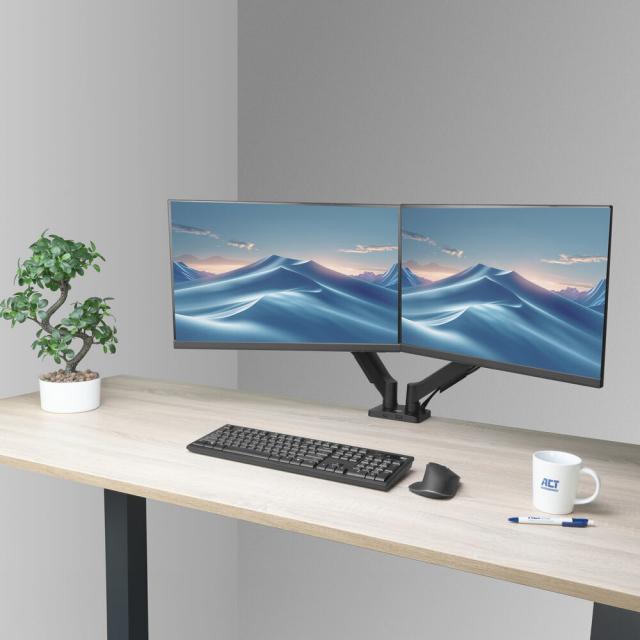 Monitor arm 34", gas spring, 2 monitors, ACT Essentials 