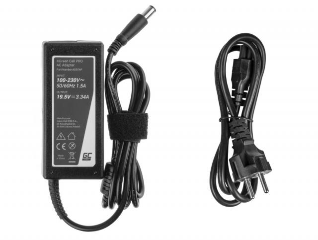 Захранване за лаптоп GREEN CELL, AC Adapter за DELL  PRO Charger / AC Adapter 19.5V 3.34A 65W for Dell Latitude E6330 E6410 E6430 E6530 E7440 Inspiron 15 5558 15R N5110 