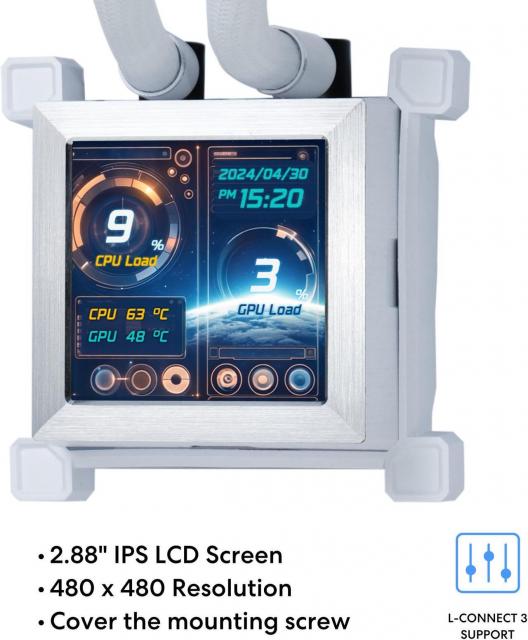 CPU Cooler Lian Li HydroShift LCD 360 Silent - White 