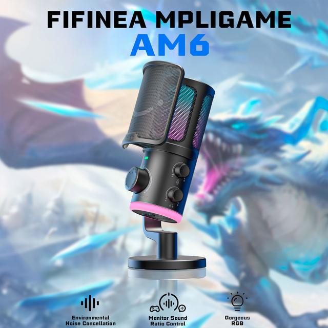 Desktop Microphone FIFINE AM6 RGB - Black 