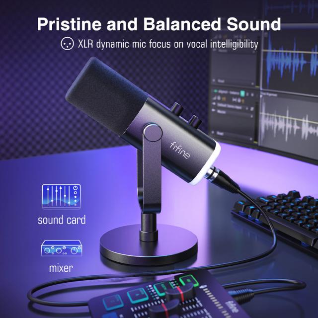 Desktop Microphone FIFINE AM8 Dynamic RGB XLR/USB- Black 