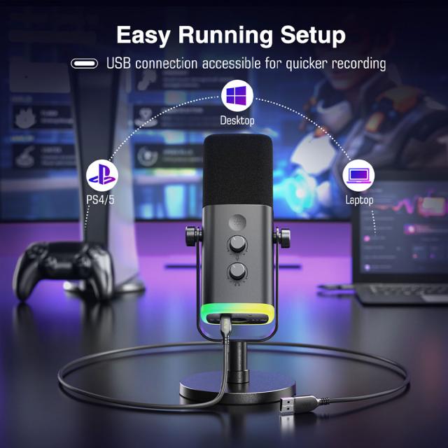 Desktop Microphone FIFINE AM8 Dynamic RGB XLR/USB- Black 