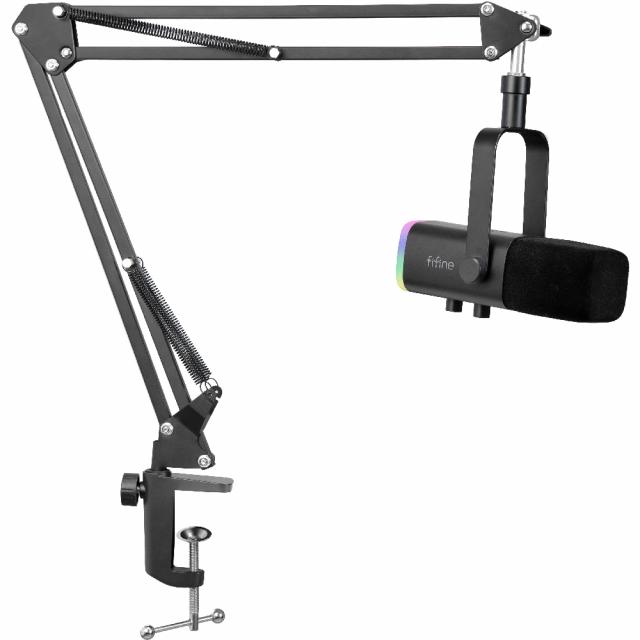 Microphone Adjustable Boom Arm FIFINE AM8T Dynamic RGB - Black 