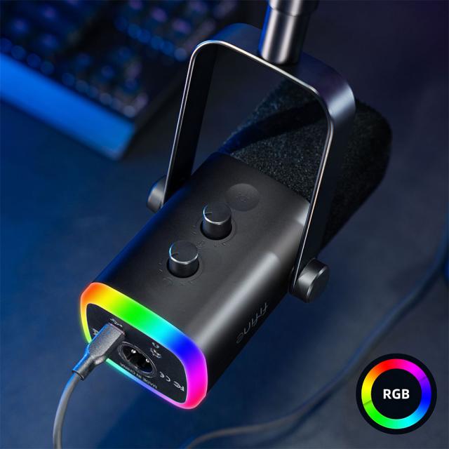 Microphone Adjustable Boom Arm FIFINE AM8T Dynamic RGB - Black 