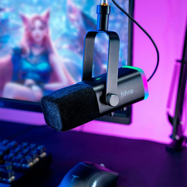 Microphone Adjustable Boom Arm FIFINE AM8T Dynamic RGB - Black 