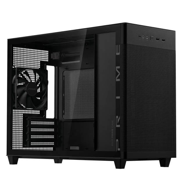 Кутия ASUS PRIME AP201 Tempered Glass, Micro ATX - Black 