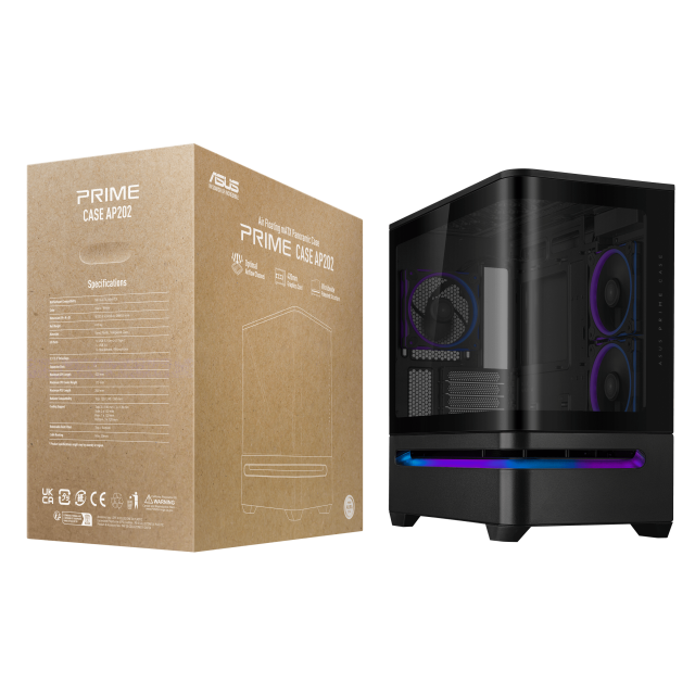 Case ASUS Prime AP202 ARGB mATX + 3 ARGB Fans - Black 