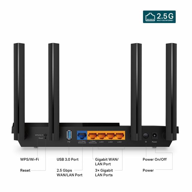 Wireless Router TP-Link Archer AX55 Pro, AX3000, Wi-Fi 6, Multi Gigabit 