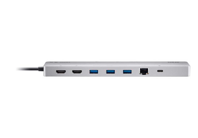 ATEN Docking 11-in-1 USB-C Multiport Dock + Power Pass-Through, 2 x HDMI, LAN, 3.5mm, USB-C, SD Card, microSD, 3 x USB 3.2 