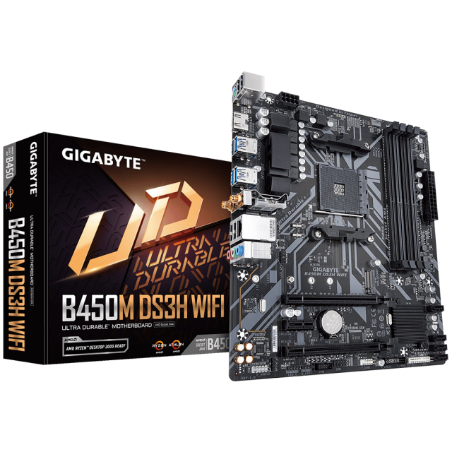 Дънна платка GIGABYTE B450M DS3H WIFI, Socket AM4, rev 1.5 