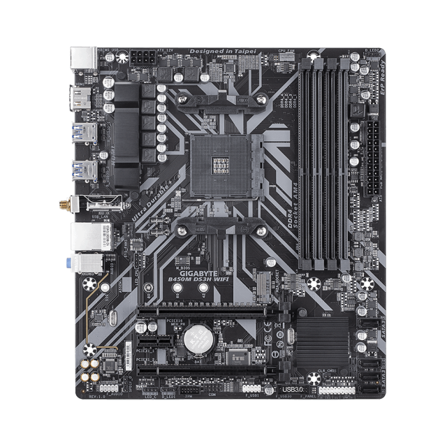 Дънна платка GIGABYTE B450M DS3H WIFI, Socket AM4, rev 1.5 