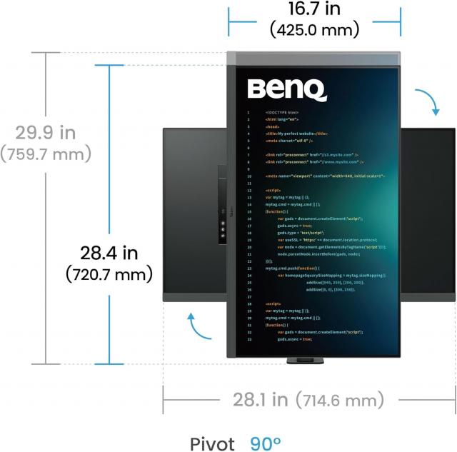 Монитор за програмиране BenQ RD320UA, 31.5", Ergo Stand 