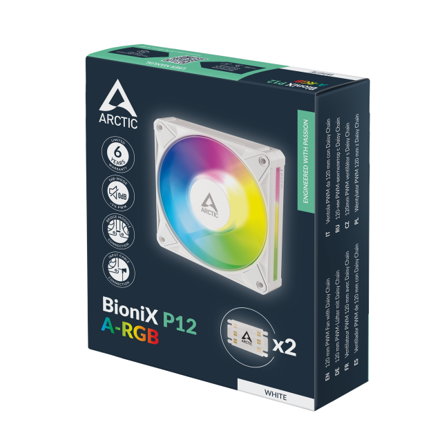 Fan ARCTIC BioniX P12 A-RGB PWM 120mm Daisy Chain - White 