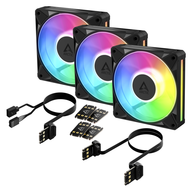 3-Pack Fan ARCTIC BioniX P12 A-RGB PWM 120mm Daisy Chain - Black 