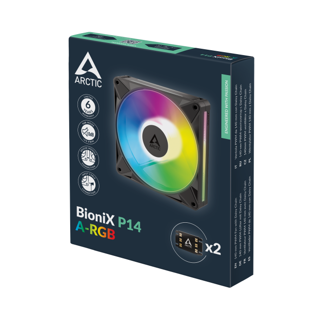 Fan ARCTIC BioniX P14 A-RGB PWM 140mm Daisy Chain - Black 