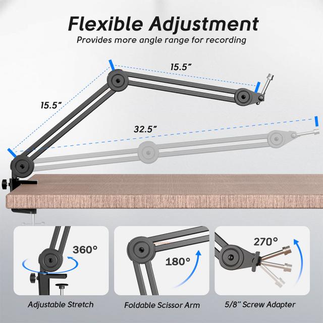 FIFINE BM63 Super Steady Full Metal Heavy Boom Arm Stand 