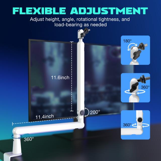 FIFINE BM88 White Steady Full Metal High End Boom Arm Stand 