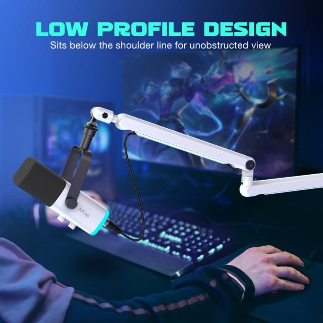 FIFINE BM88 White Steady Full Metal High End Boom Arm Stand 
