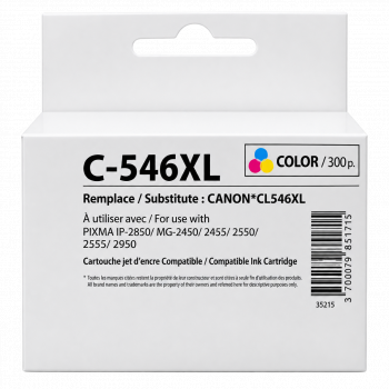 Ink cartridge CANON CL-546XL Color, Canon IP2850/ MG2450/MG2550/TS335x, 360k 15ml, Generink