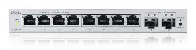 Switch ZyXEL GS-1200-10, V3,  Web Managed, 8 port 10/100/1000 with 2Gbe Uplink 