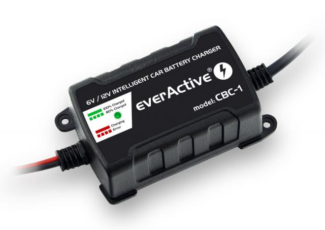 Зарядно процесорно устройство за акумулатор 6V/12V everActive CBC-1 v2  до 1А за автомобили и мотоциклети 