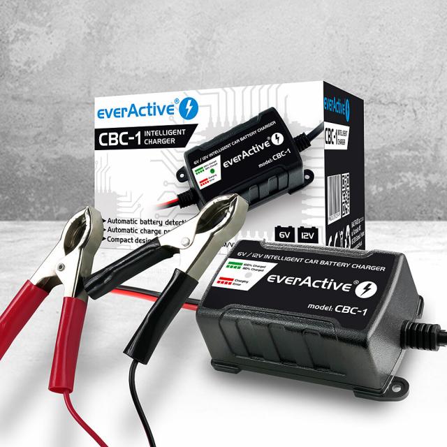 Зарядно процесорно устройство за акумулатор 6V/12V everActive CBC-1 v2  до 1А за автомобили и мотоциклети 