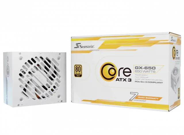 Power Supply Unit Seasonic CORE GX White 650W 80+ Gold, Fully Modular, ATX 3.1, PCIe 5.1 