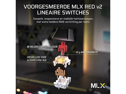 Corsair K70 CORE TKL RGB Wireless/Bluetooth Mechanical Gaming Keyboard, Corsair MLX Red Switch 
