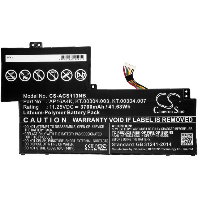 Laptop Battery for ACER Aspire One Cloudbook 11 AO1-132, SWIFT 1 SF113-31-P2JX, AP16A4K LiPo 11.25V 3700mAh  CAMERON SINO 