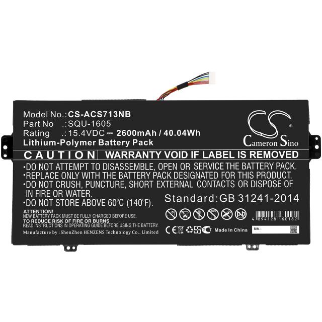 Laptop Battery for ACER Spin 7 SF713-51 SP714-51, SQU-1605 LiPo 15.4V 2600mAh  CAMERON SINO 