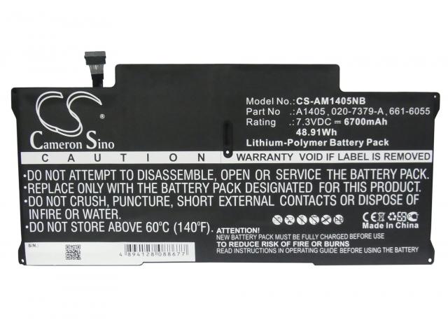 Laptop Battery for  Apple MacBook Air 13" A1466 2012  LiPo 7,3V 6700mAh CAMERON SINO 